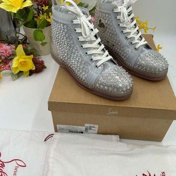 Men’s Christian Louboutin  spiked  high top sneakers size 41 made in Italy - Picture 3 of 12